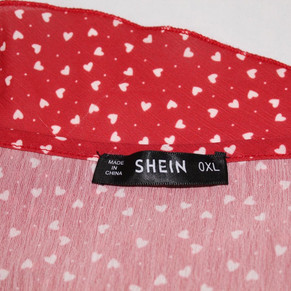 Shein Heart Pattern Ruffled Wrap Dress - Picture 10 of 11